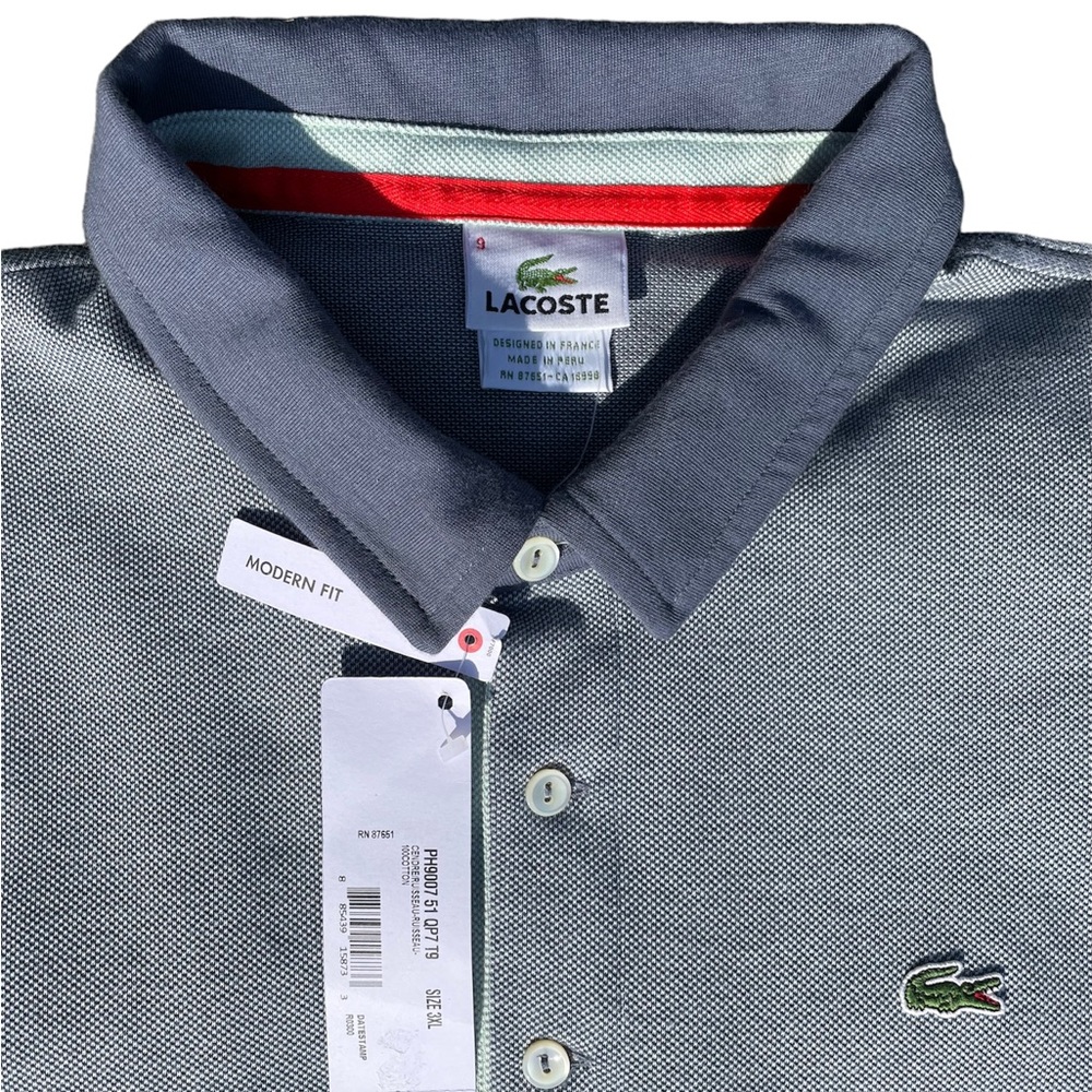 NWT Lacoste 3XL Men’s Polo Shirt Gray Short Sleeve